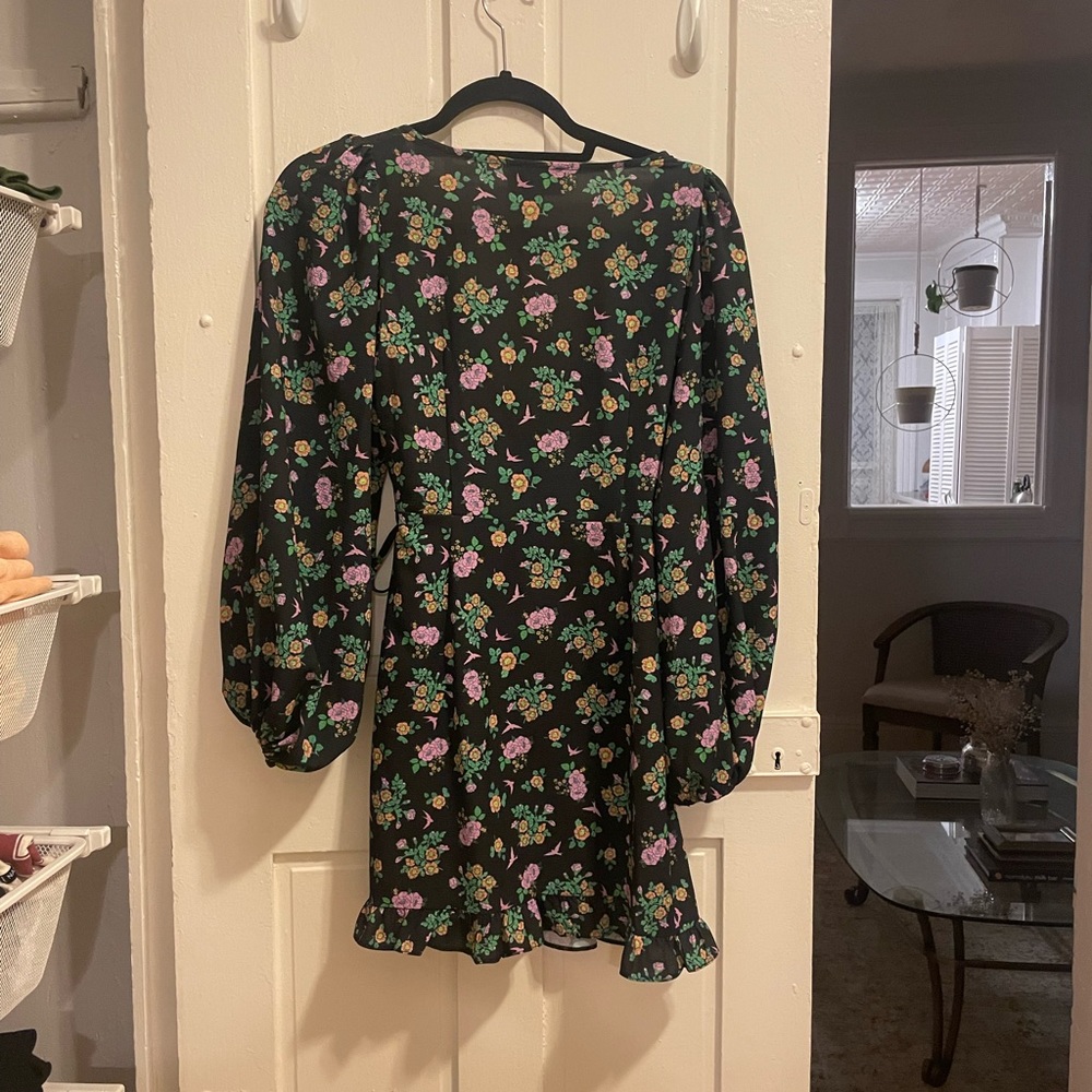 NWOT black floral mini dress - Picture 6 of 9